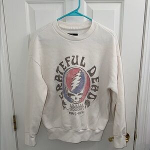 Grateful Dead Cream Crewneck with Red & Blue Steal Your Face Graphic